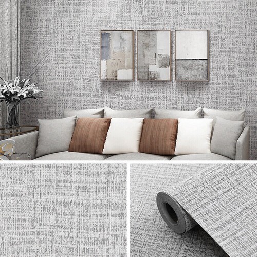10m grey plain linen textured - grey,